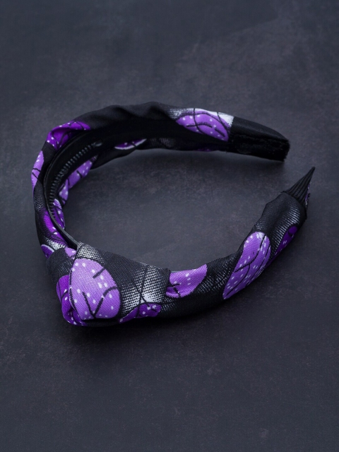 Golden Peacock Women Purple & Black Hairband