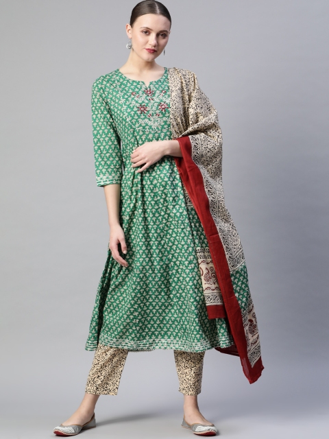 Readiprint Fashions Green & Beige Batik Print Cotton Anarkali Kurta Trousers Dupatta
Readiprint Fashions Green & Beige Batik Print Cotton Anarkali Kurta Trousers Dupatta