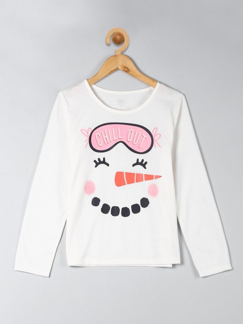 GAP Boys Off White Printed T-shirt with Pyjamas