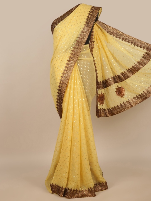 Pothys Yellow Embellished Saree