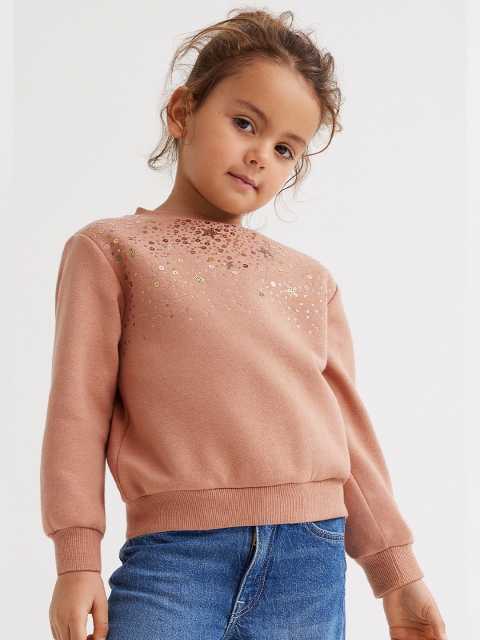 H&M Girls Peach Coloured Embellished Sweatshirt