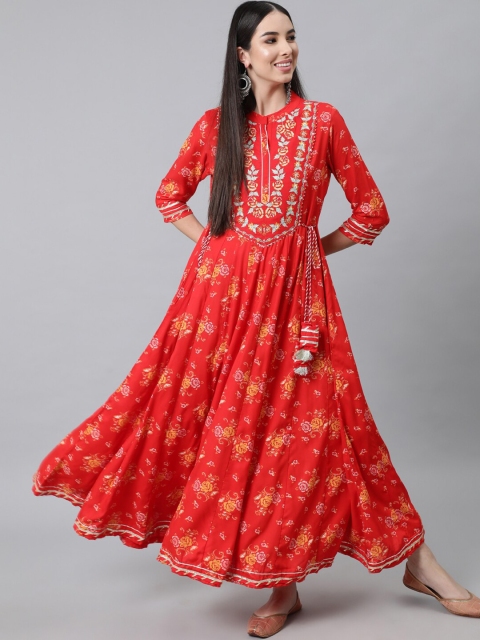 Anubhutee Red Floral Maxi Dress