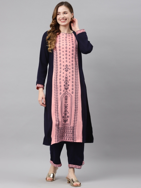 Laabha Women Navy Blue & PInk Ethnic Motifs Woven Design Beaded Winter Kurta with Trousers
Laabha Women Navy Blue & PInk Ethnic Motifs Woven Design Beaded Winter Kurta with Trousers