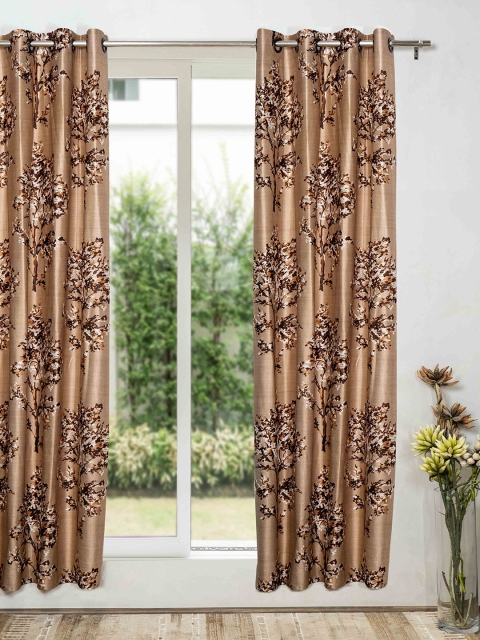 SHIVANAA HOMES Brown & Tan Floral Long Door Curtain