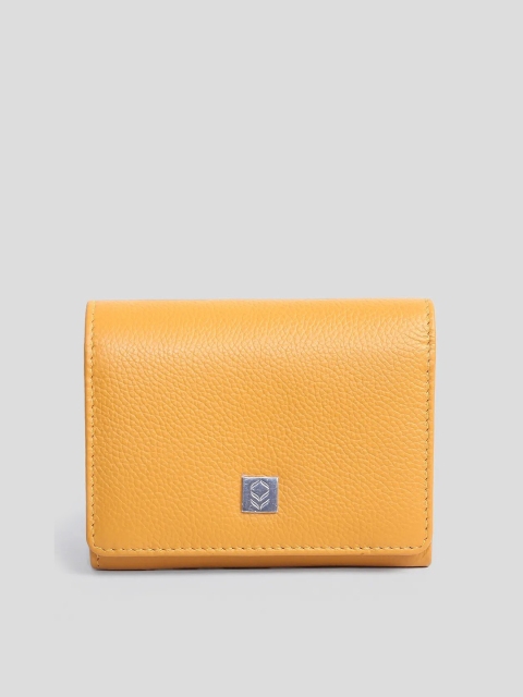 Biba Women Yellow Leather Three Fold Wallet