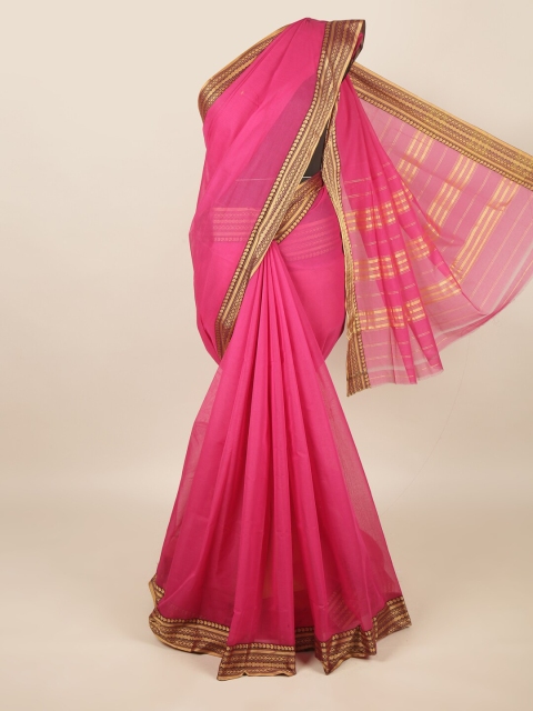 Pothys Pink & Brown Zari Silk Cotton Saree