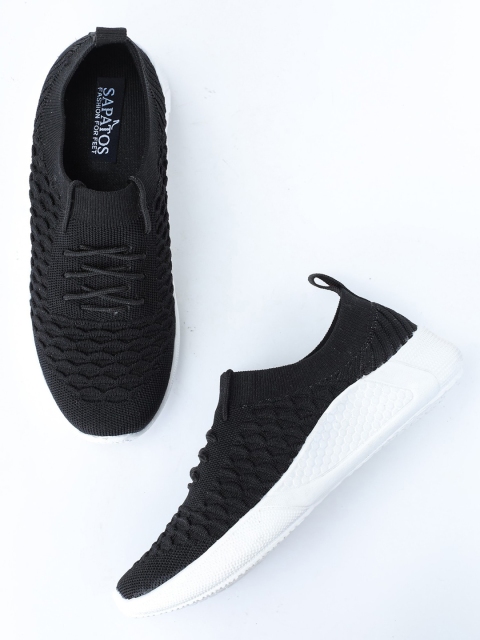 SAPATOS Women Black Woven Design Sneakers