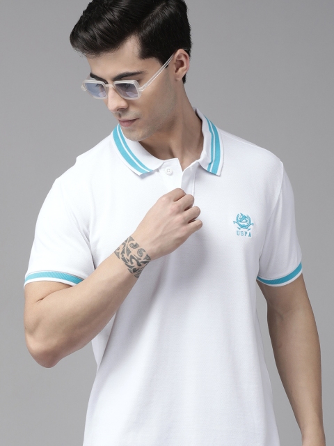 U S Polo Assn Men White Brand Logo Printed Polo Collar Pure Cotton Slim Fit T-shirt
U S Polo Assn Men White Brand Logo Printed Polo Collar Pure Cotton Slim Fit T-shirt
