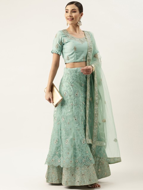 LADUSAA Turquoise Blue Embroidered Semi-Stitched Lehenga & Unstitched Blouse With Dupatta
LADUSAA Turquoise Blue Embroidered Semi-Stitched Lehenga & Unstitched Blouse With Dupatta