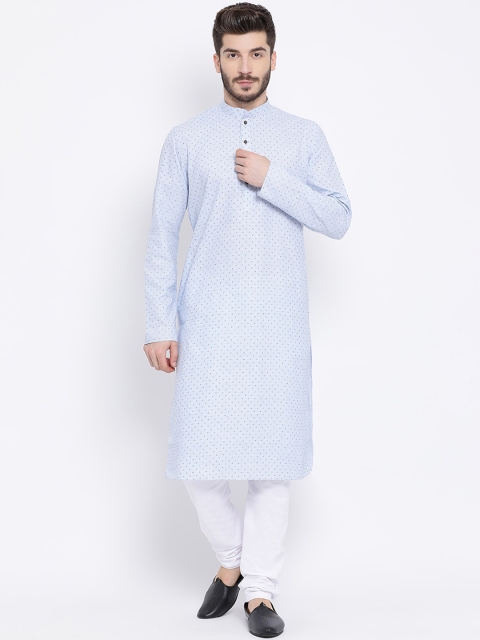 NAMASKAR Men Blue & White Ethnic Motifs Printed Pure Cotton Kurta with Churidar
NAMASKAR Men Blue & White Ethnic Motifs Printed Pure Cotton Kurta with Churidar