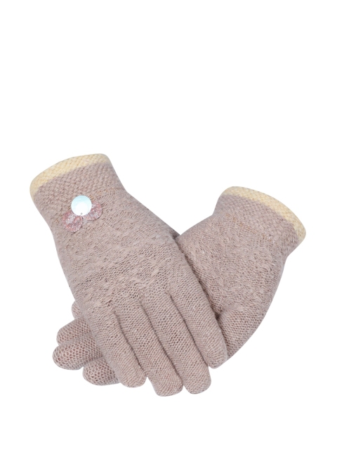 LOOM LEGACY Women Brown Patterned Hand Gloves