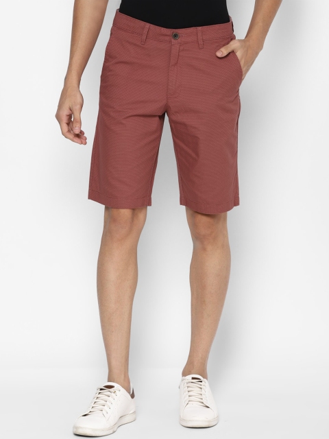 Allen Solly Men Maroon Pure Cotton Slim Fit Shorts