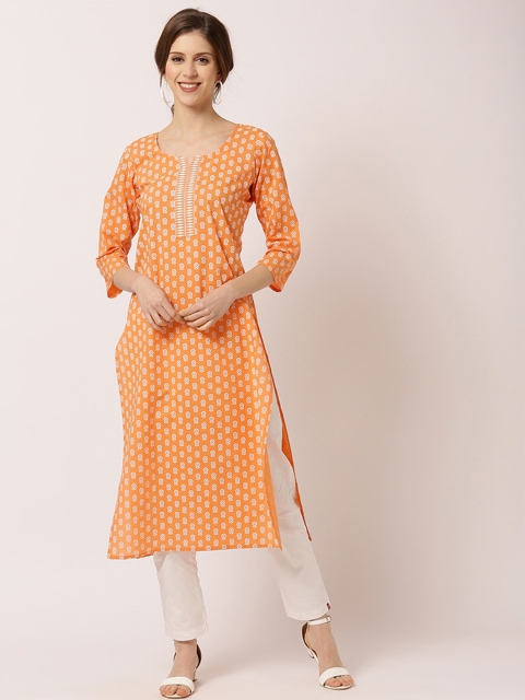 THE NKS PLUS Women Orange & Beige Ethnic Motifs Printed Thread Work Pure Cotton Kurta
THE NKS PLUS Women Orange & Beige Ethnic Motifs Printed Thread Work Pure Cotton Kurta
