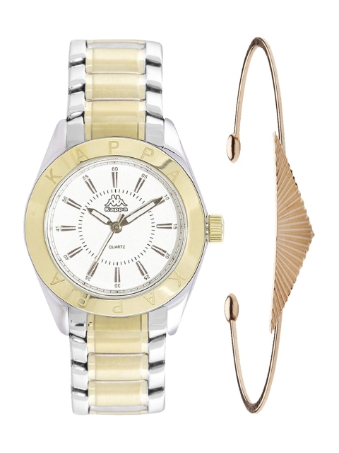Kappa Women White & Silver Toned Watch & Bracelet Gift Set