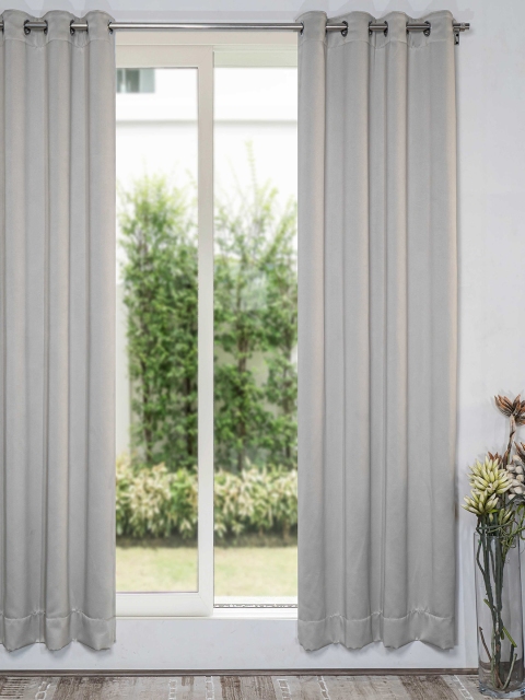 SHIVANAA HOMES Grey Black Out Door Curtain