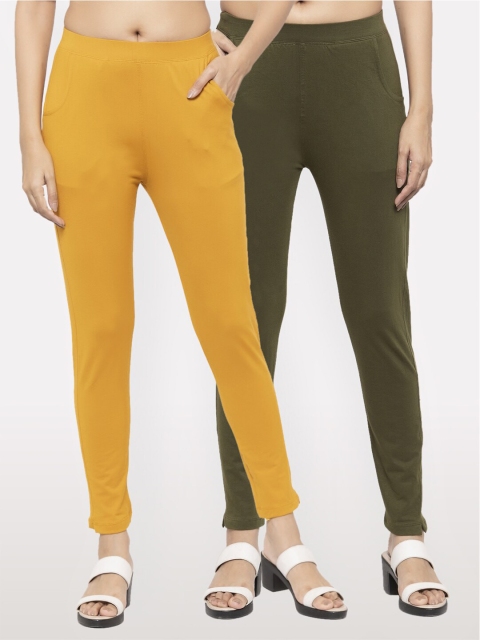 NEUDIS Women Set of 2 Mustard Yellow and Olive Green Cotton Lycra Ankle-Length Jeggings
NEUDIS Women Set of 2 Mustard Yellow and Olive Green Cotton Lycra Ankle-Length Jeggings