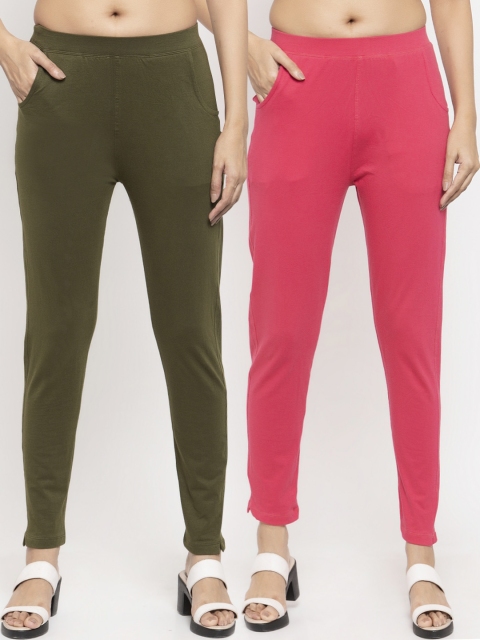 NEUDIS Women Pack Of 2 Olive Green & Pink Solid Slim-Fit Ankle-Length Leggings
NEUDIS Women Pack Of 2 Olive Green & Pink Solid Slim-Fit Ankle-Length Leggings