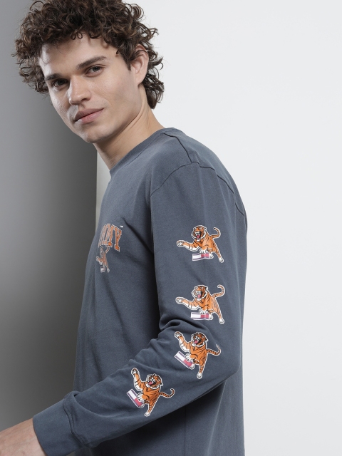 Tommy Hilfiger Men Blue & Orange Printed T-shirt