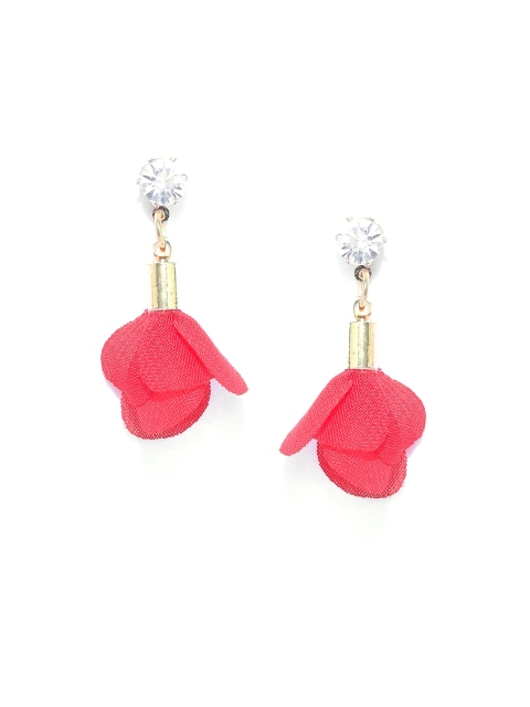 OOMPH Red Floral Drop Earrings