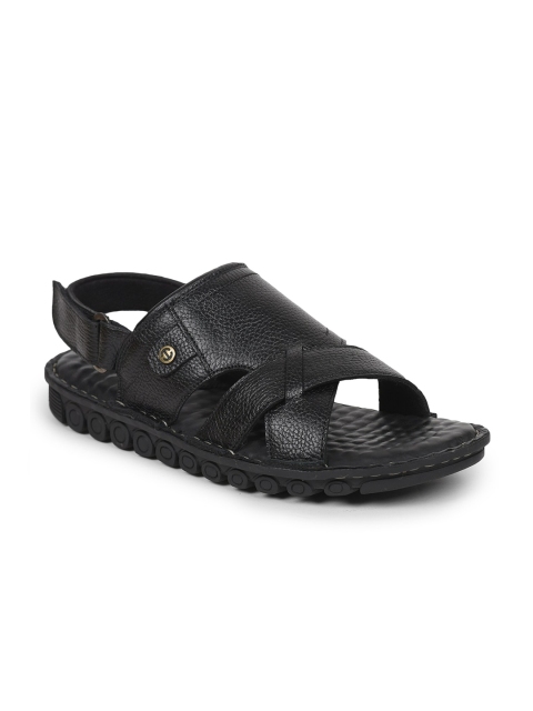 Liberty Men Black Textured Comfort Sandals