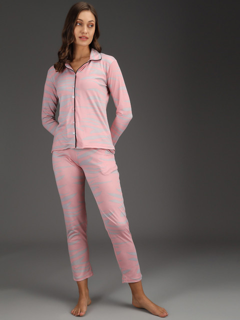 ANTI CULTURE Women Pink & Grey Printed Night Suit
ANTI CULTURE Women Pink & Grey Printed Night Suit