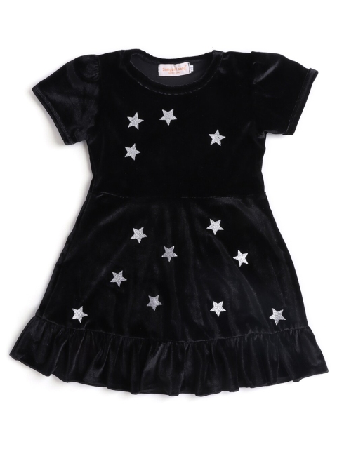 Hopscotch Girls Black Fit & Flare Cotton Dress