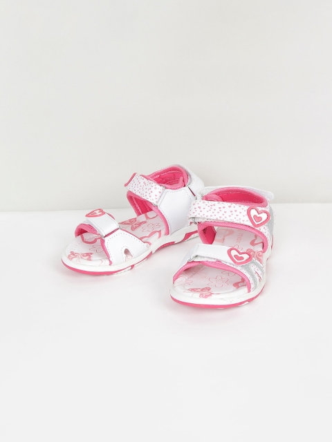 max White & Pink Textured Sports Sandals