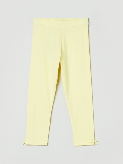 max Girls Yellow Solid Ankle Length Leggings