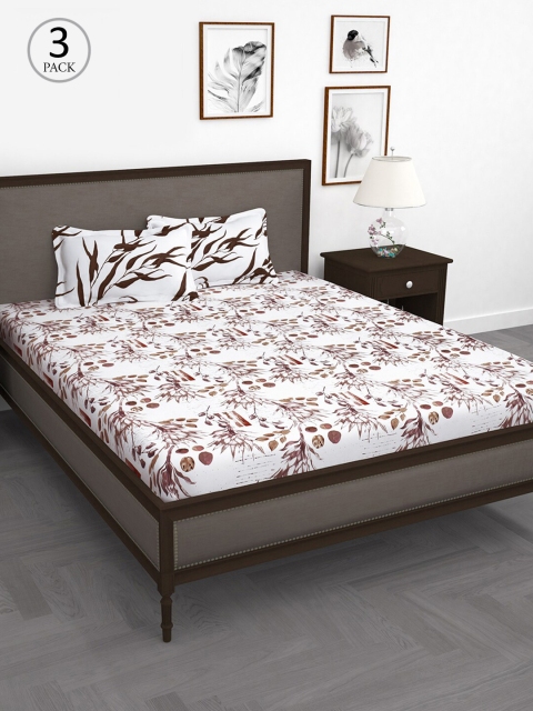 Story@home White & Brown Floral 186 TC Pure Cotton 3 Queen Bedsheets with 6 Pillow Covers
Story@home White & Brown Floral 186 TC Pure Cotton 3 Queen Bedsheets with 6 Pillow Covers