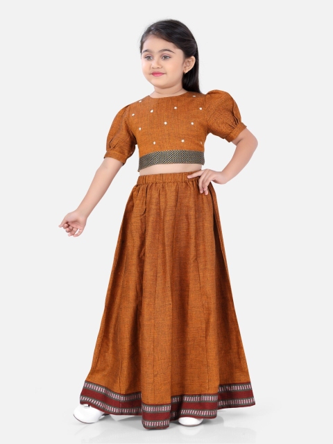 Ashneeta Girls Rust Brown Embroidered Lehenga with Choli
