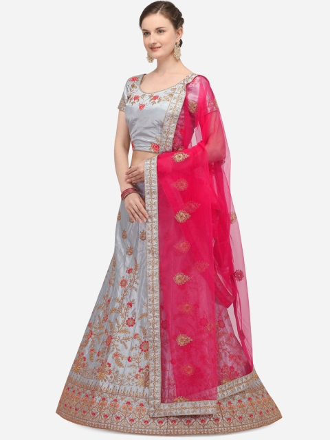 Netram Grey & Magenta Embroidered Semi-Stitched Lehenga & Unstitched Blouse With Dupatta
Netram Grey & Magenta Embroidered Semi-Stitched Lehenga & Unstitched Blouse With Dupatta