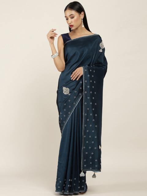 Soch Blue & Silver Ethnic Motifs Art Silk Saree