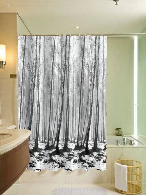 Lushomes Multi Coloured Printed Shower Curtain