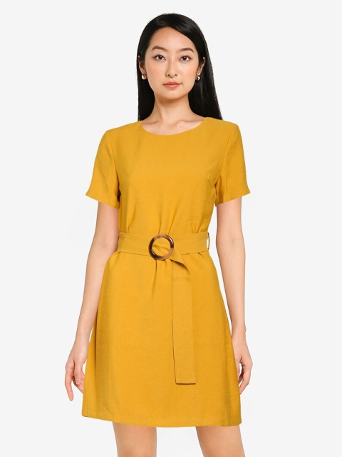 ZALORA BASICS Mustard Yellow A-Line Dress