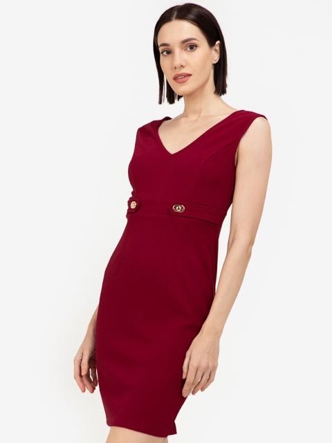 ZALORA WORK Maroon Bodycon Dress