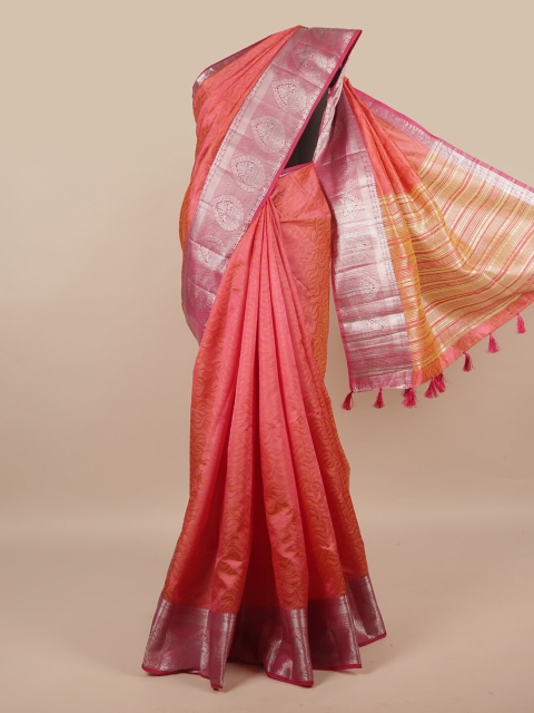 Pothys Pink & Silver Woven Design Saree