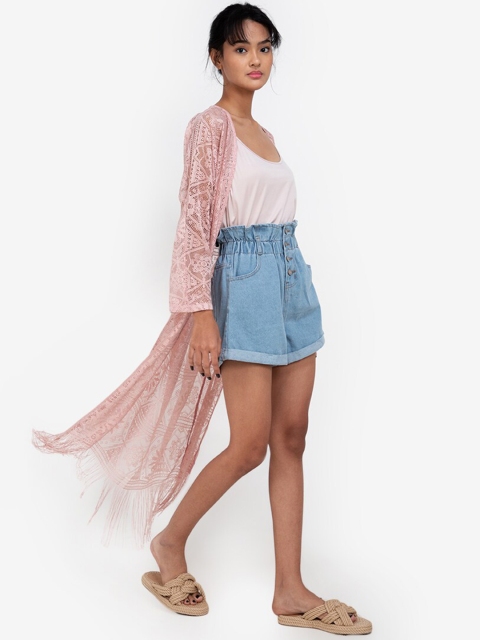ZALORA BASICS Women Pink Washed Crop Tailored Jacket
