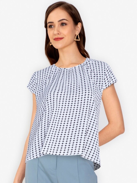 ZALORA WORK Women Blue Printed Top