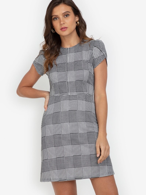 ZALORA WORK Multicoloured Checked A-Line Dress, Multi