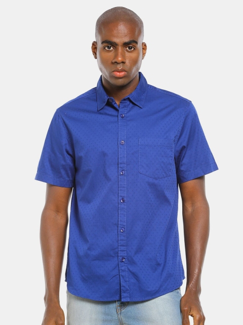 Ruggers Men Blue Cotton Casual Shirt