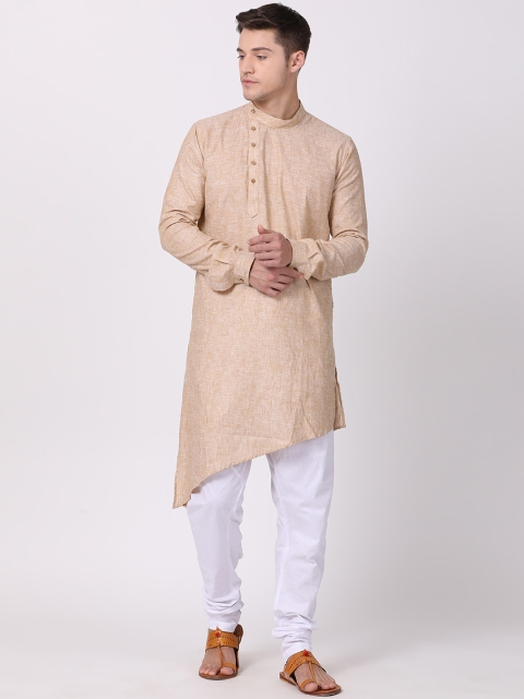 TABARD Men Beige Pure Cotton Kurta with Churidar