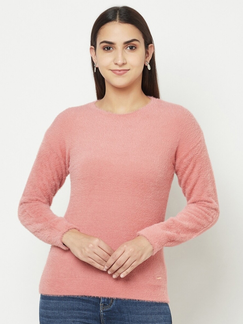 METTLE Women Coral Pullover with Fuzzy Detail