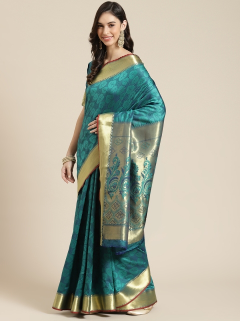 Havida Sarees Turquoise Blue Woven Design Silk Blend Ready to Wear Kanjeevaram Saree
Havida Sarees Turquoise Blue Woven Design Silk Blend Ready to Wear Kanjeevaram Saree