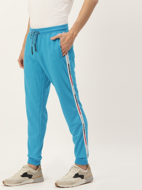 AM SWAN Men Blue Typographical Printed Regular Jogger