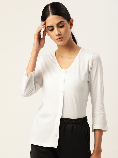 AM SWAN Women White Pure Cotton Top 
AM SWAN Women White Pure Cotton Top