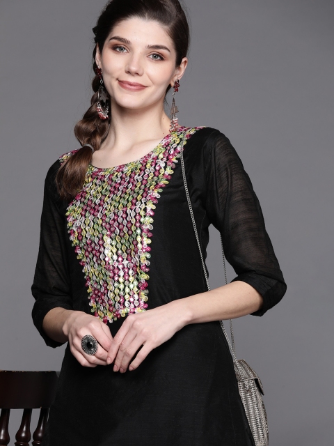 Chhabra 555 Women Black Embroidered Gotta Patti Chanderi Cotton Made to Measure Kurta Set
Chhabra 555 Women Black Embroidered Gotta Patti Chanderi Cotton Made to Measure Kurta Set