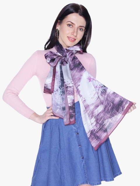 Scarves & Glitters Women Burgundy & White Printed Scarf