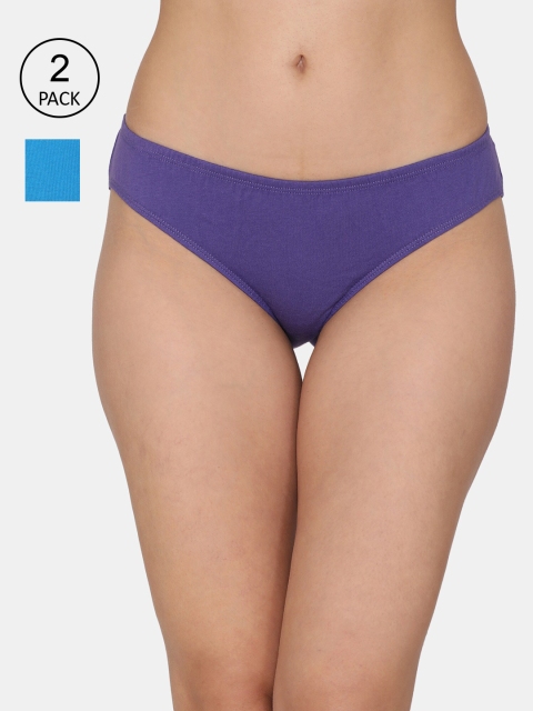 Zivame Women Pack Of 2 Assorted Pure Cotton Bikini Briefs