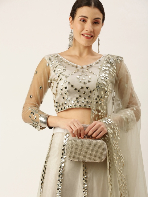 Mameraa White Embroidered Mirror Work Semi-Stitched Lehenga & Unstitched Blouse With Dupatta
Mameraa White Embroidered Mirror Work Semi-Stitched Lehenga & Unstitched Blouse With Dupatta