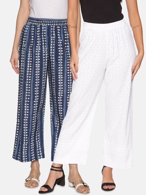 Saffron Threads Women Pack of 2 Ethnic Motifs Embroidered Flared Ethnic Palazzos, Blue
Saffron Threads Women Pack of 2 Ethnic Motifs Embroidered Flared Ethnic Palazzos, Blue